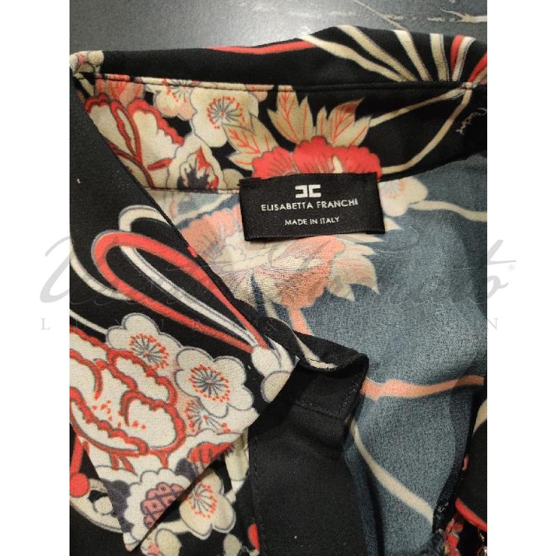 VESTITO DONNA ELISABETTA FRANCHI NERO FIORI TG 40 | Mercatino dell'Usato Roma parioli 3