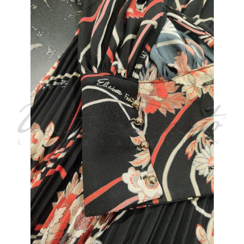 VESTITO DONNA ELISABETTA FRANCHI NERO FIORI TG 40 | Mercatino dell'Usato Roma parioli 4
