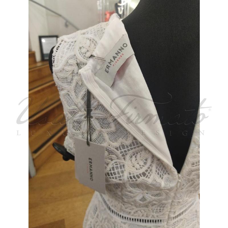 VESTITO DONNA ERMANNO FIRENZE BIANCO RICAMATO TG. 42 | Mercatino dell'Usato Roma parioli 4