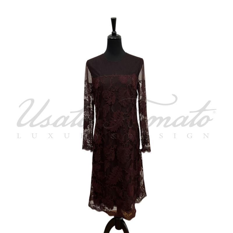 VESTITO DONNA ERMANNO SCERVINO PIZZO MARRONE TG 42 | Mercatino dell'Usato Roma parioli 1