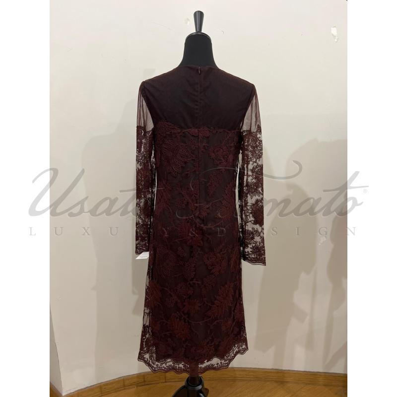VESTITO DONNA ERMANNO SCERVINO PIZZO MARRONE TG 42 | Mercatino dell'Usato Roma parioli 3