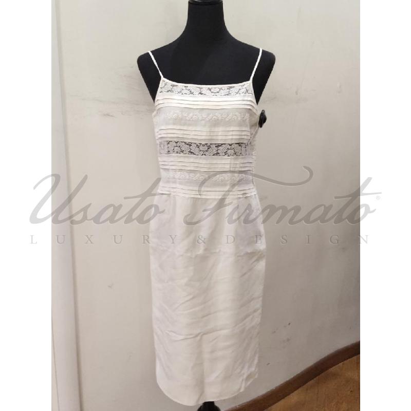 VESTITO DONNA GAI MATTIOLO BIANCO RICAMI TG 44 | Mercatino dell'Usato Roma parioli 1