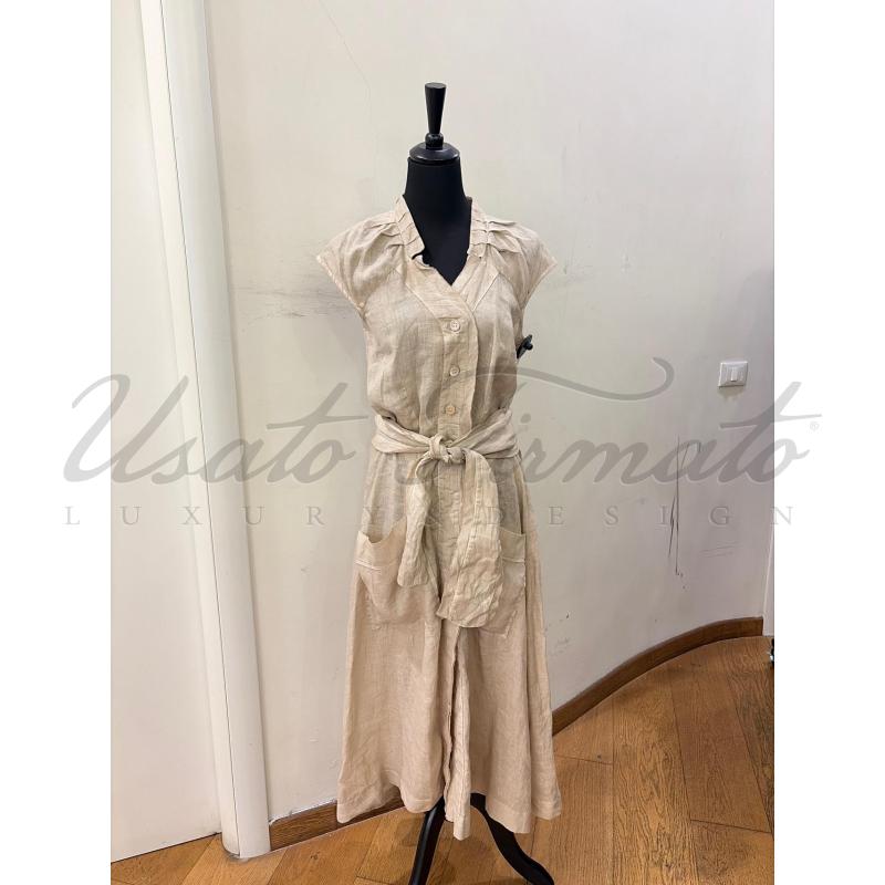 VESTITO DONNA GRAN SASSO LINO BEIGE TG S7M | Mercatino dell'Usato Roma parioli 1