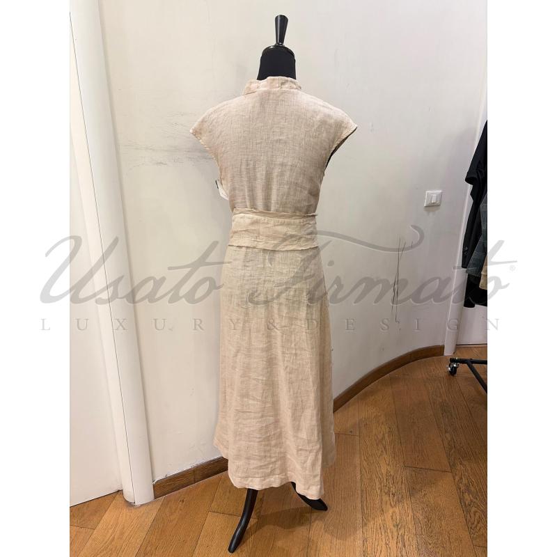 VESTITO DONNA GRAN SASSO LINO BEIGE TG S7M | Mercatino dell'Usato Roma parioli 3