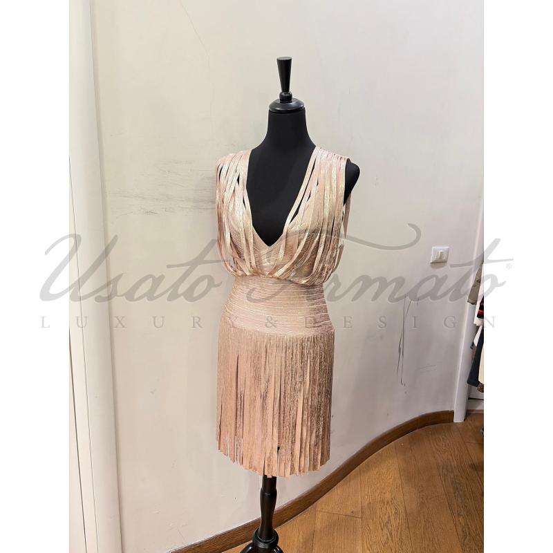 VESTITO DONNA HERVE LEGER ROSA DORATO TG L | Mercatino dell'Usato Roma parioli 1