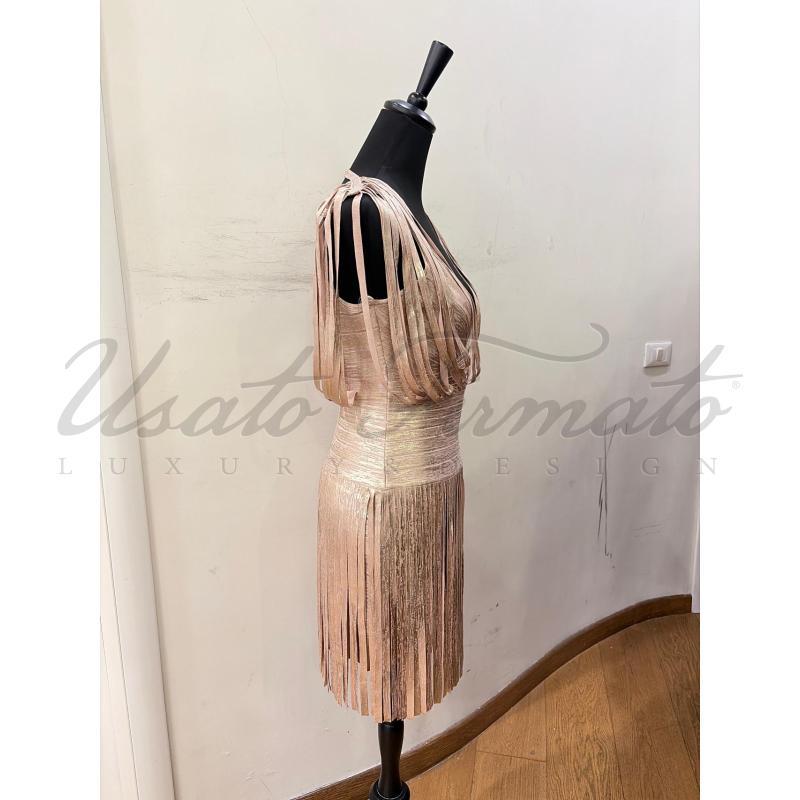 VESTITO DONNA HERVE LEGER ROSA DORATO TG L | Mercatino dell'Usato Roma parioli 2