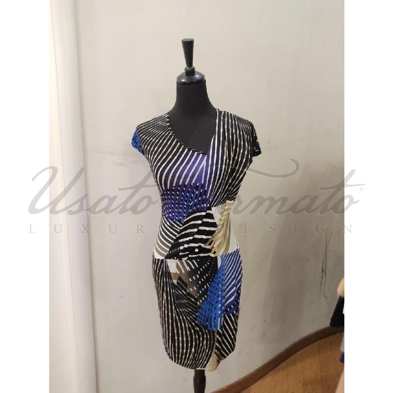 VESTITO DONNA JUST CAVALLI RIGHE NERO BLU TG 42 | Mercatino dell'Usato Roma parioli 1