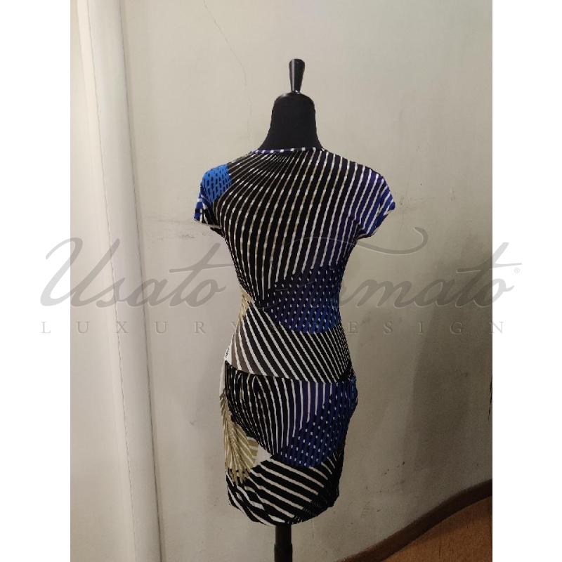 VESTITO DONNA JUST CAVALLI RIGHE NERO BLU TG 42 | Mercatino dell'Usato Roma parioli 3