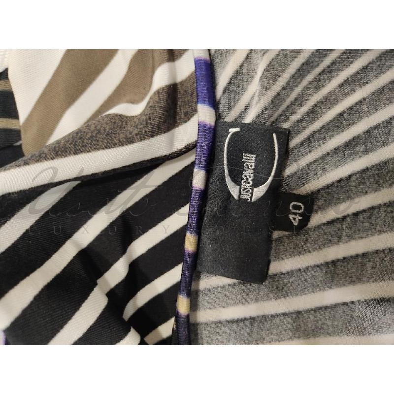 VESTITO DONNA JUST CAVALLI RIGHE NERO BLU TG 42 | Mercatino dell'Usato Roma parioli 4