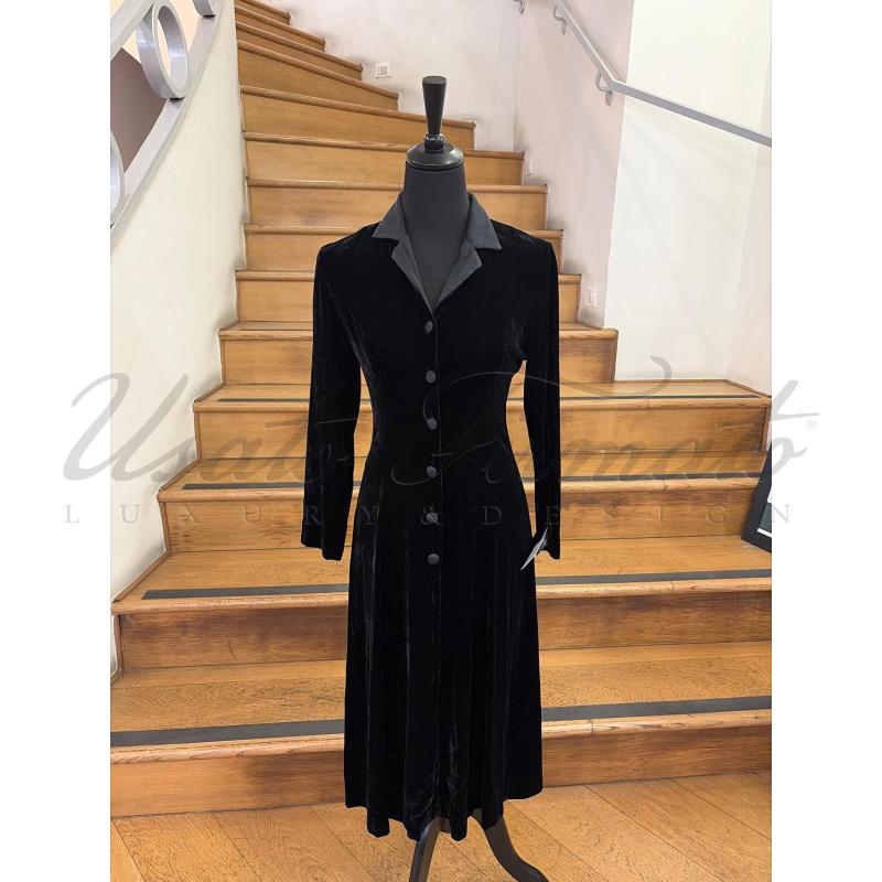 VESTITO DONNA LAURA ASHLEY NERO VELLU BOTTONI TG 34 | Mercatino dell'Usato Roma parioli 1