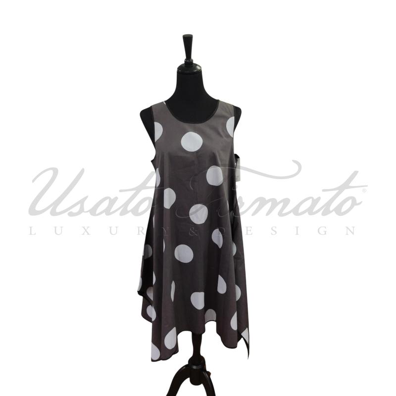 VESTITO DONNA LIVIANA CONTI GRIGIO POIS GRANDI TG. 46 | Mercatino dell'Usato Roma parioli 1