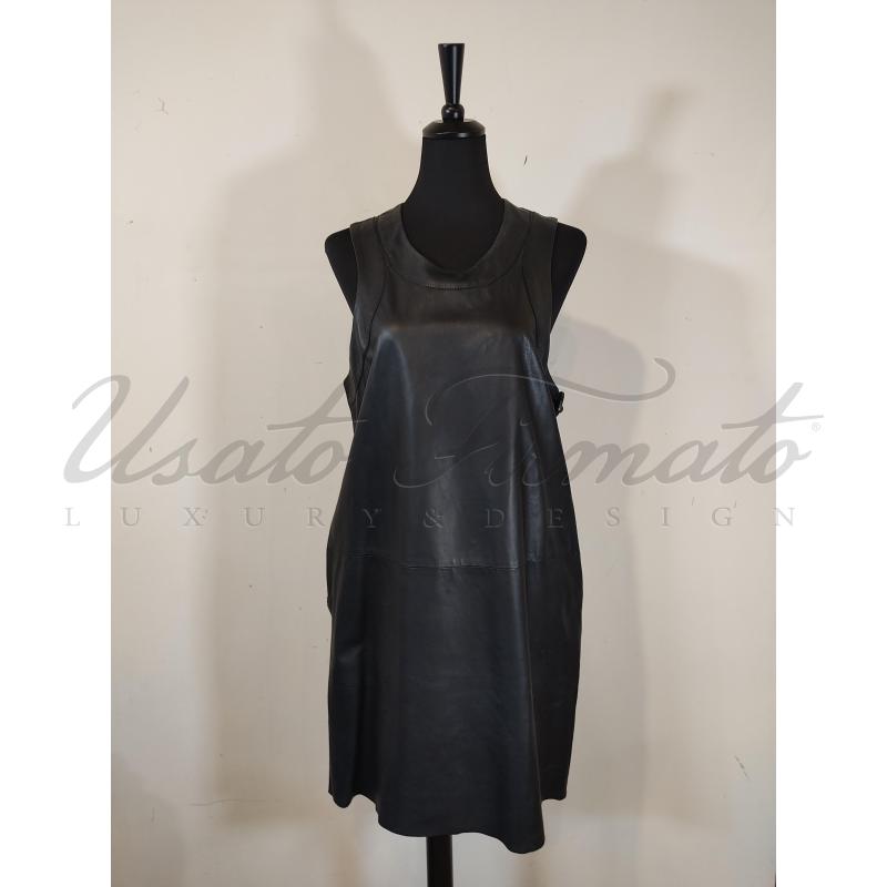 VESTITO DONNA LIVIANA CONTI NERO 100% PELLE TG. 44 | Mercatino dell'Usato Roma parioli 1