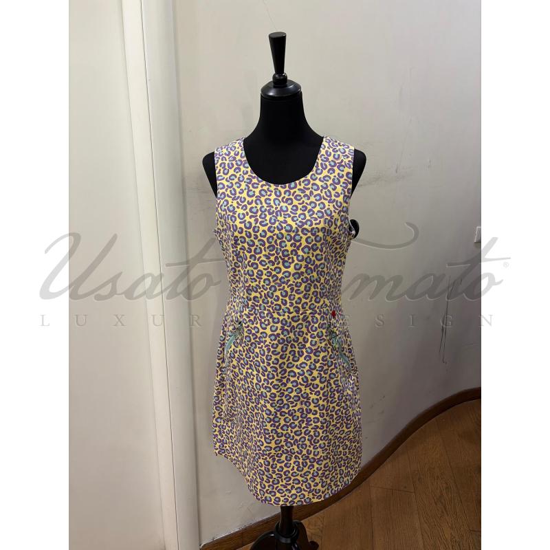 VESTITO DONNA LOVE MOSCHINO MACULATO BEIGE VERDE TG 46 | Mercatino dell'Usato Roma parioli 1