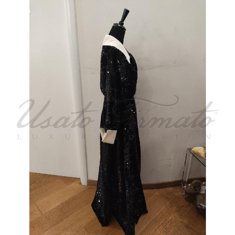 VESTITO DONNA MARIA VITTORIA PAOLILLO NERO PAILLETES TG. 42 | Mercatino dell'Usato Roma parioli 2