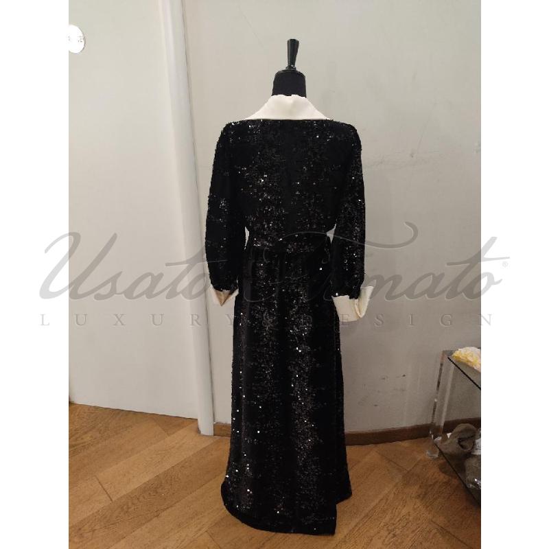 VESTITO DONNA MARIA VITTORIA PAOLILLO NERO PAILLETES TG. 42 | Mercatino dell'Usato Roma parioli 3