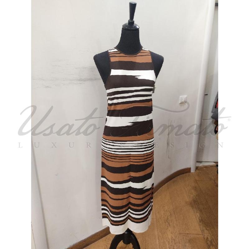 VESTITO DONNA MAX MARA MARRONE BIANCO FANTASIA TG. XS | Mercatino dell'Usato Roma parioli 1