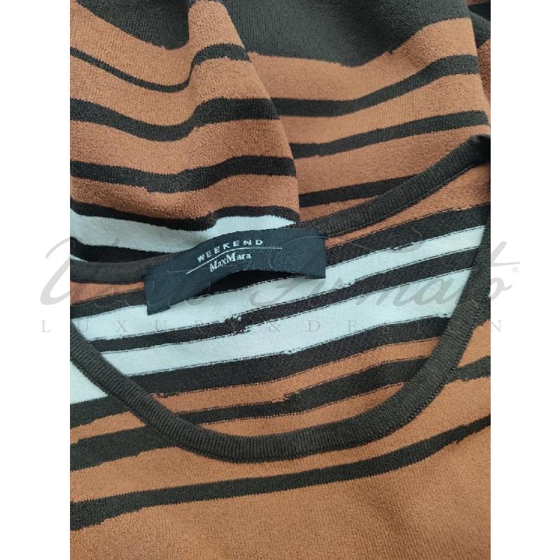 VESTITO DONNA MAX MARA MARRONE BIANCO FANTASIA TG. XS | Mercatino dell'Usato Roma parioli 4