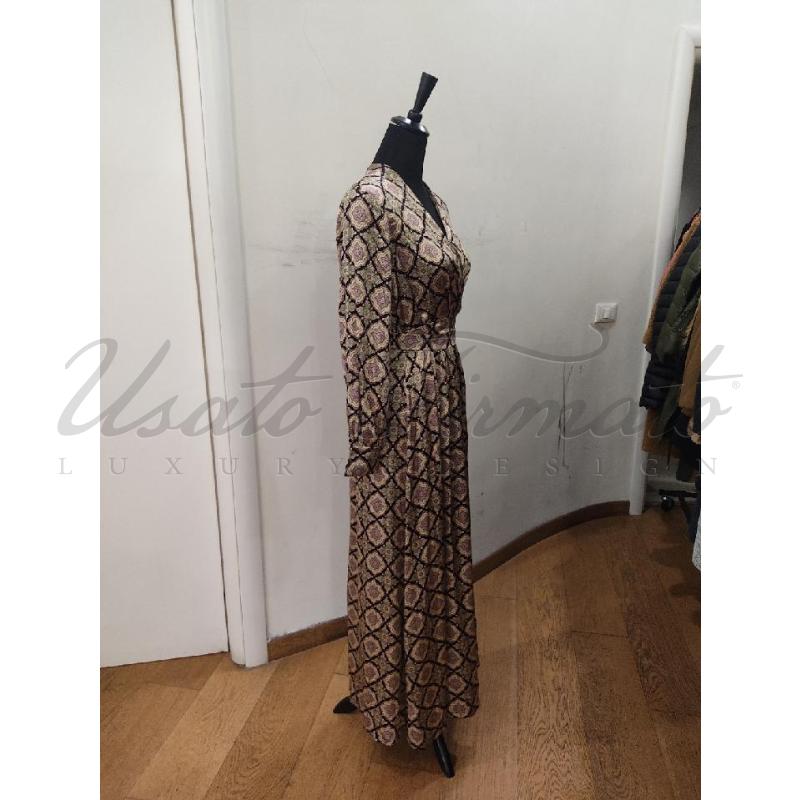 VESTITO DONNA MOMONI NERA FANTASIA BEIGE SETA TG. 42 | Mercatino dell'Usato Roma parioli 2
