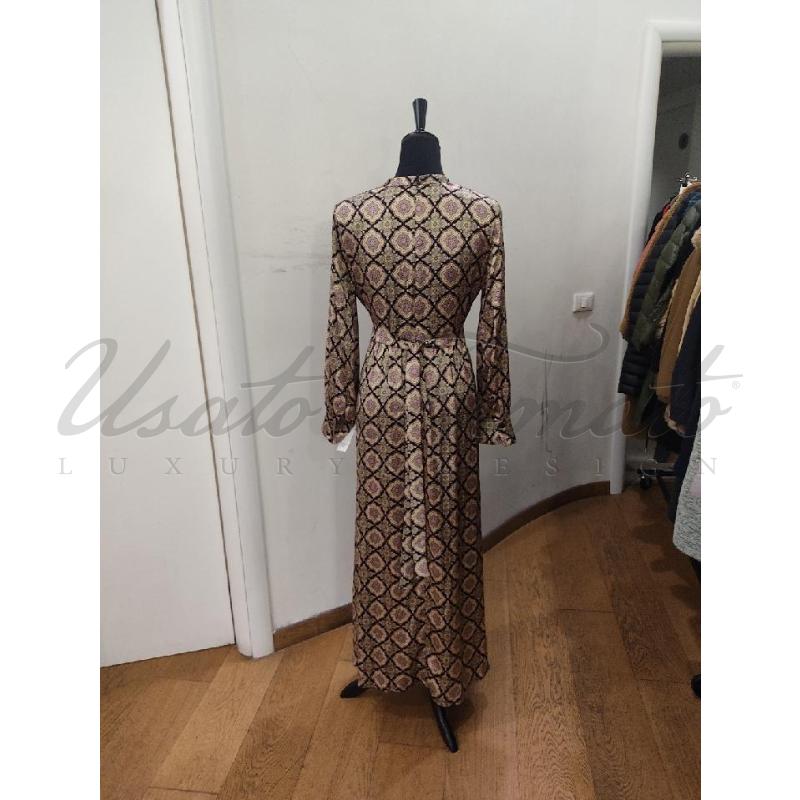 VESTITO DONNA MOMONI NERA FANTASIA BEIGE SETA TG. 42 | Mercatino dell'Usato Roma parioli 3