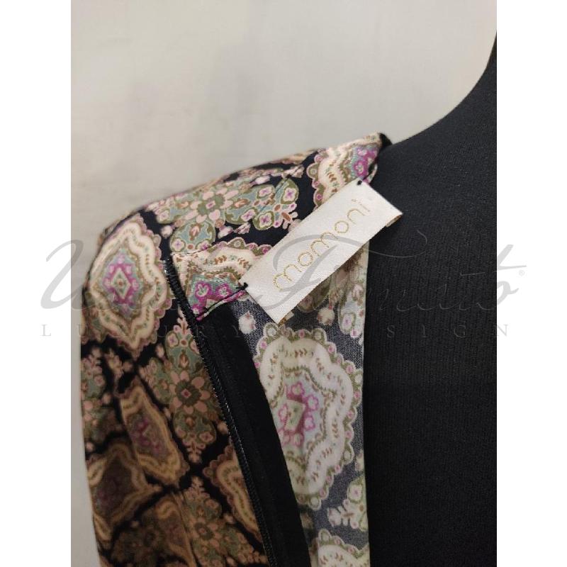 VESTITO DONNA MOMONI NERA FANTASIA BEIGE SETA TG. 42 | Mercatino dell'Usato Roma parioli 4