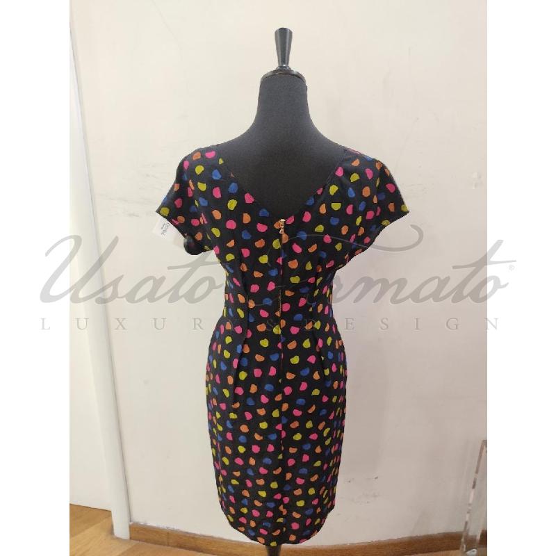 VESTITO DONNA PRADA SETA POIS NERO TG 40 | Mercatino dell'Usato Roma parioli 3