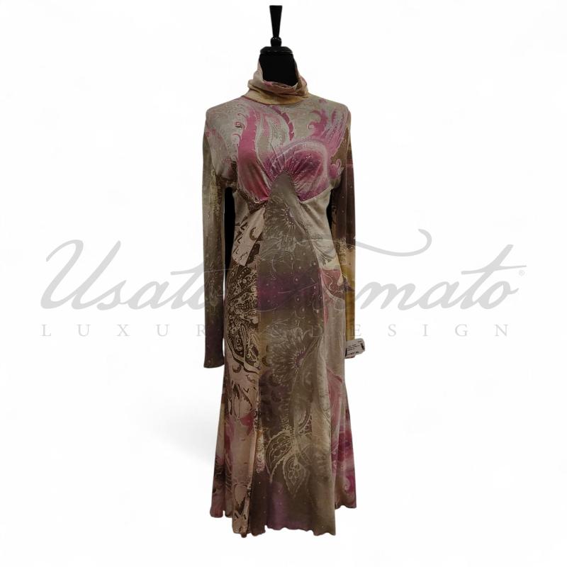 VESTITO DONNA ROBERTOCAVALLI BEIGE ROSA | Mercatino dell'Usato Roma parioli 1
