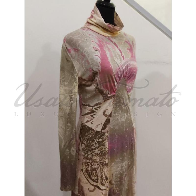 VESTITO DONNA ROBERTOCAVALLI BEIGE ROSA | Mercatino dell'Usato Roma parioli 2