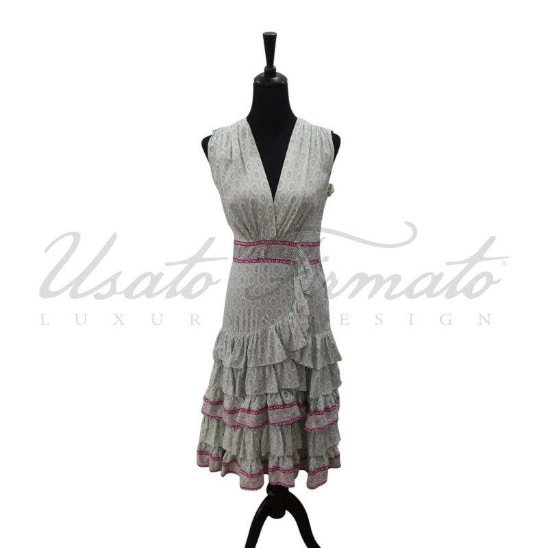 VESTITO DONNA SANDRO VERDE ACQUA DISEGNI TG. 34 | Mercatino dell'Usato Roma parioli 1