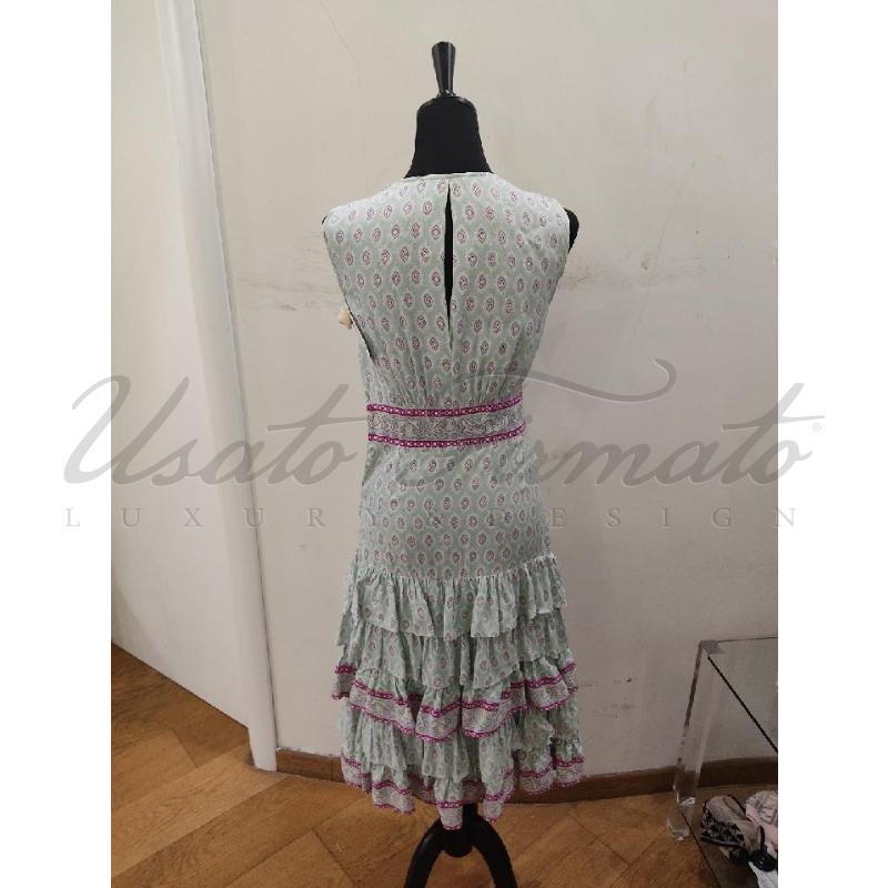 VESTITO DONNA SANDRO VERDE ACQUA DISEGNI TG. 34 | Mercatino dell'Usato Roma parioli 3