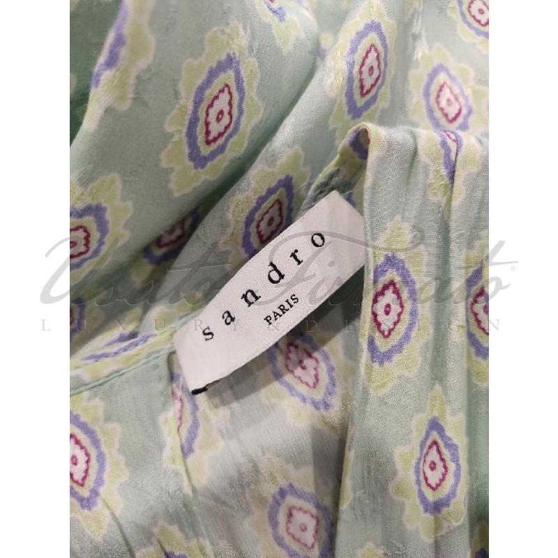 VESTITO DONNA SANDRO VERDE ACQUA DISEGNI TG. 34 | Mercatino dell'Usato Roma parioli 4