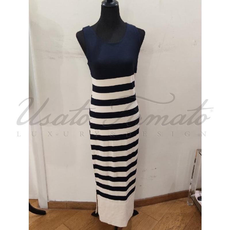 VESTITO DONNA TWINSET BIANCO BLU RIGHE TG S  | Mercatino dell'Usato Roma parioli 1