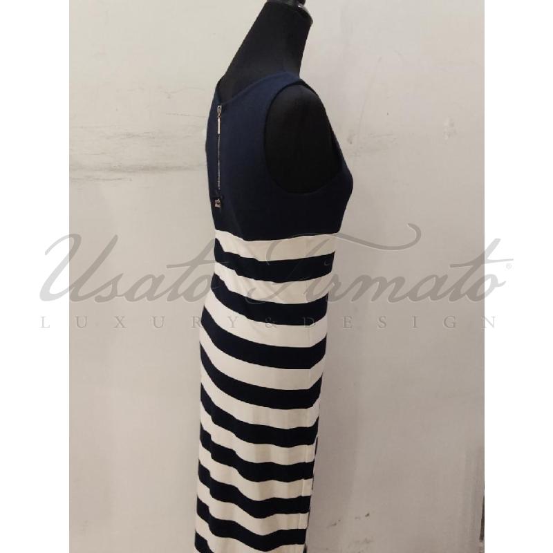 VESTITO DONNA TWINSET BIANCO BLU RIGHE TG S  | Mercatino dell'Usato Roma parioli 2