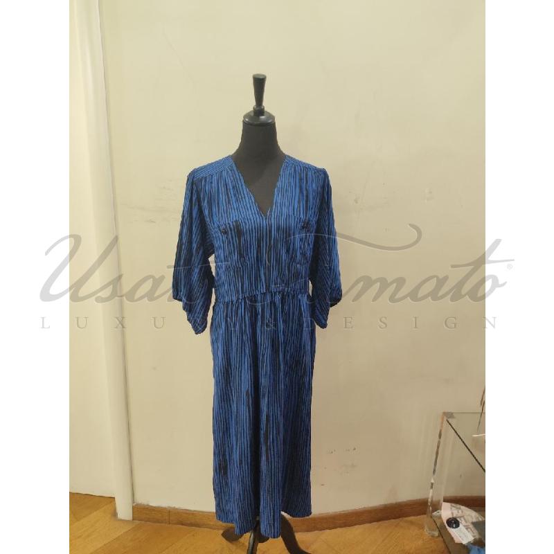 VESTITO DONNA YVES SAINT LAURENT BLU RIGHE NERE VINTAGETG. 44 | Mercatino dell'Usato Roma parioli 1