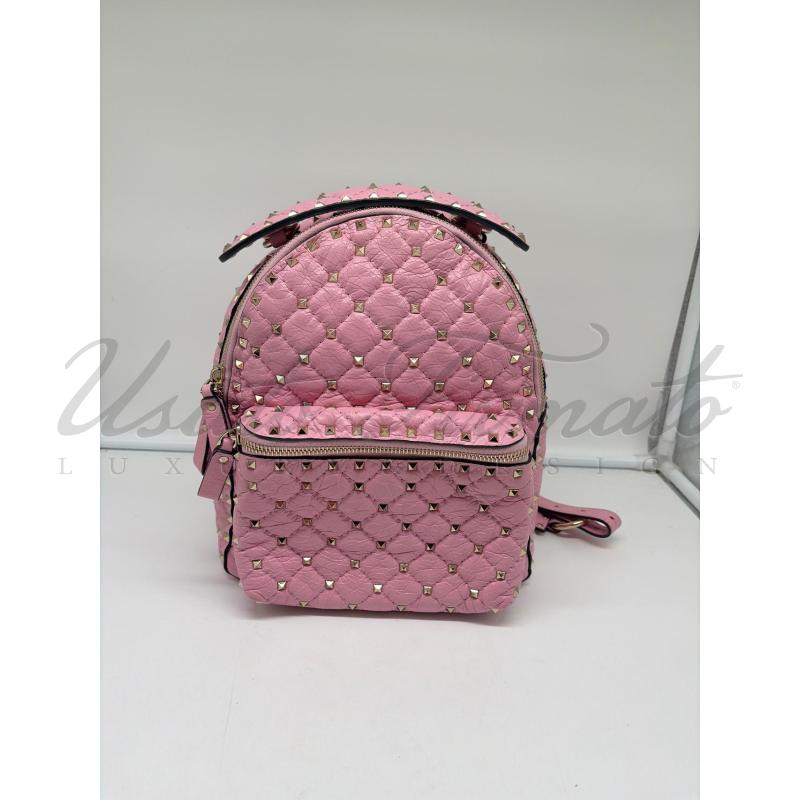 ZAINO DONNA VALENTINO GARAVANI ROCKSTUD ROSA PELLE  | Mercatino dell'Usato Roma parioli 1