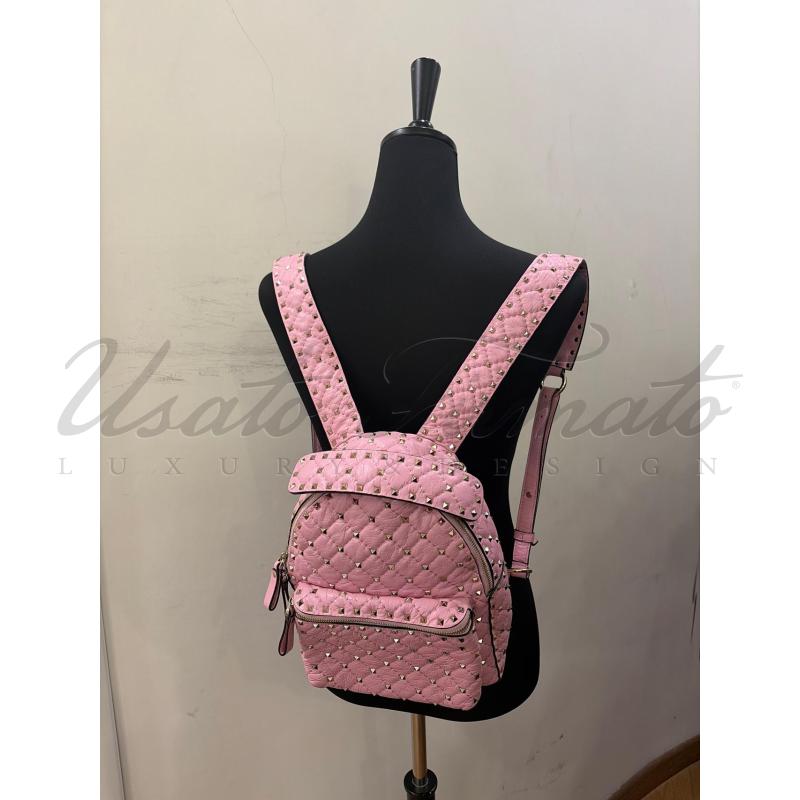 ZAINO DONNA VALENTINO GARAVANI ROCKSTUD ROSA PELLE  | Mercatino dell'Usato Roma parioli 5
