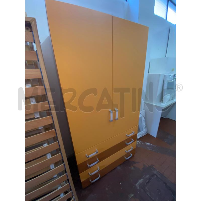 ARMADIO ARANCIONE 2 ANTE CASSETTI CM. 100X60X196 H | Mercatino dell'Usato Roma casalotti 1