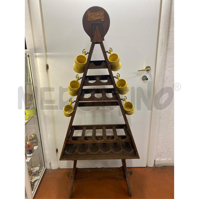 CANTINETTA LEGNO A TRIANGOLO CON 6 BOCCALI CM 70X30X150H | Mercatino dell'Usato Roma casalotti 1