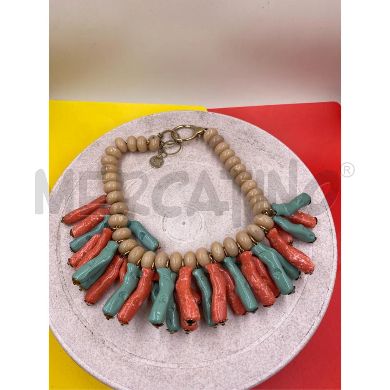 COLLANA PATRIZIA PEPE CIONDOLI VERDE ROSSO PALLINE BEIGE  | Mercatino dell'Usato Roma casalotti 1