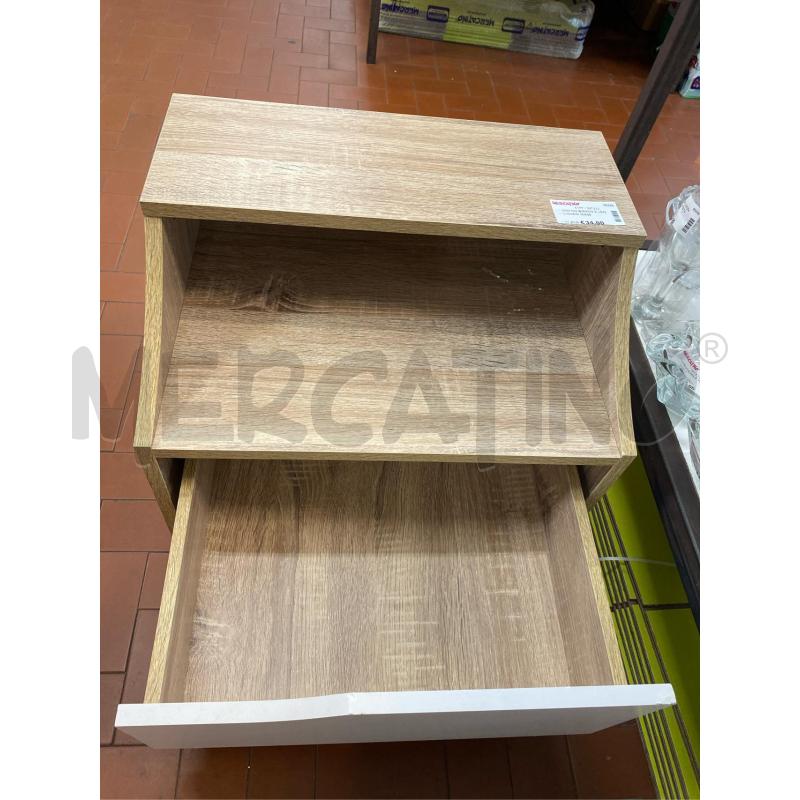 COMODINO BIANCO E LEGNO CHIARO 36X46 | Mercatino dell'Usato Roma casalotti 3