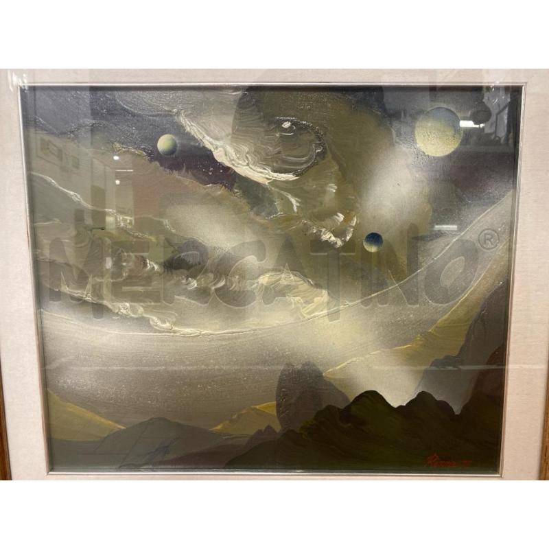 DIPINTO ANTONELLO RIZZO UNIVERSO ROMA '75 CM. 75X85  | Mercatino dell'Usato Roma casalotti 2