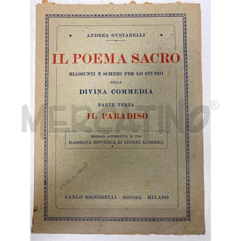 LIBRO IL POEMA SACRO IL PARADISO LA DIVINA COMMEDIA  | Mercatino dell'Usato Roma casalotti 1