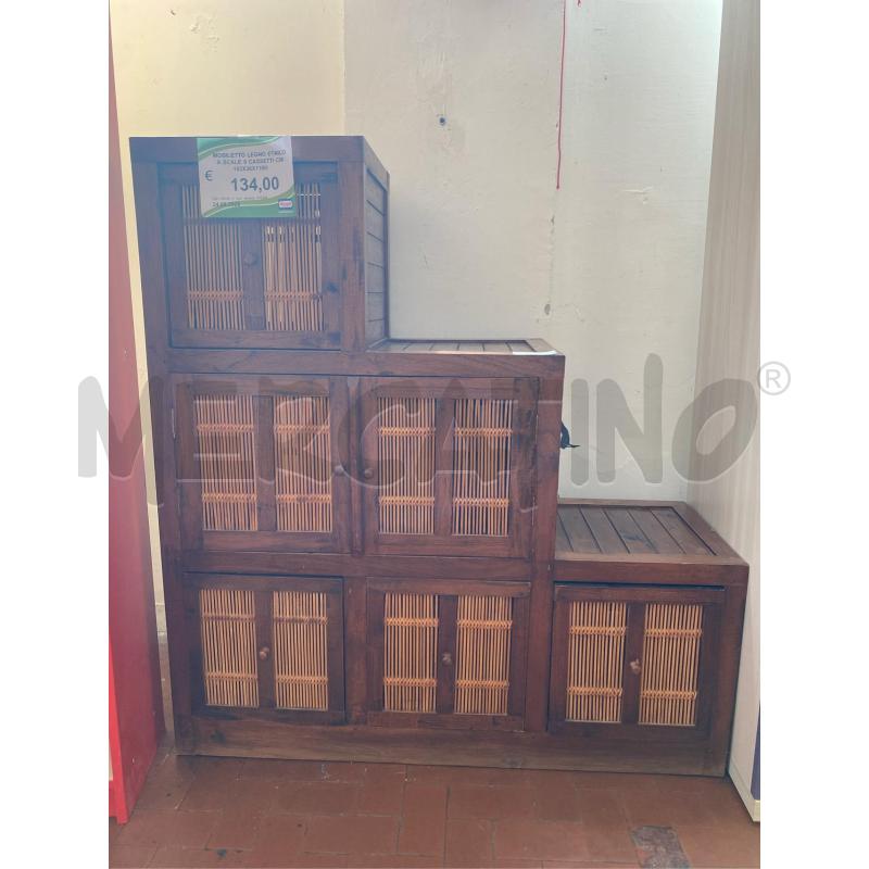MOBILETTO LEGNO ETNICO A SCALE 6 CASSETTI CM 102X36X110H | Mercatino dell'Usato Roma casalotti 1