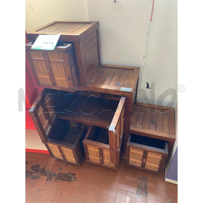 MOBILETTO LEGNO ETNICO A SCALE 6 CASSETTI CM 102X36X110H | Mercatino dell'Usato Roma casalotti 2
