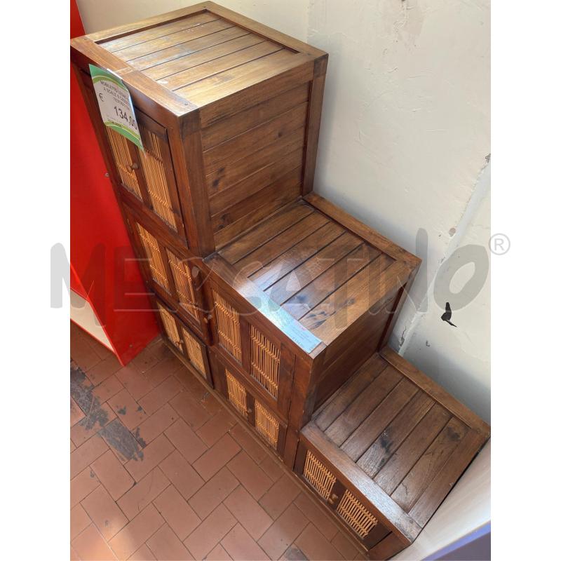 MOBILETTO LEGNO ETNICO A SCALE 6 CASSETTI CM 102X36X110H | Mercatino dell'Usato Roma casalotti 3