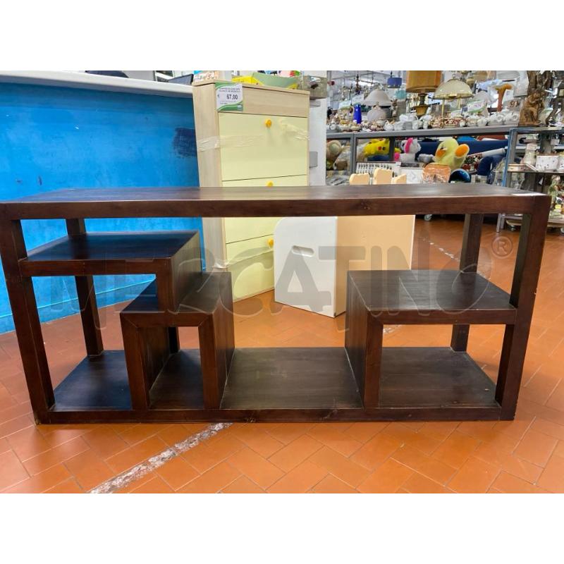 MOBILE CON RIPIANI IN LEGNO SCURO CM. 140X40X60 H  | Mercatino dell'Usato Roma casalotti 1