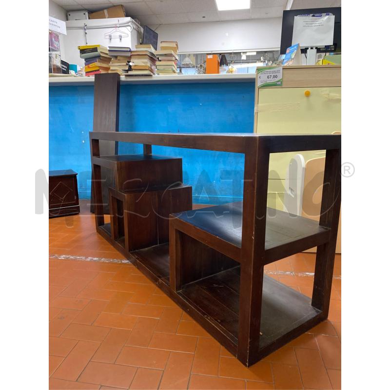 MOBILE CON RIPIANI IN LEGNO SCURO CM. 140X40X60 H  | Mercatino dell'Usato Roma casalotti 2