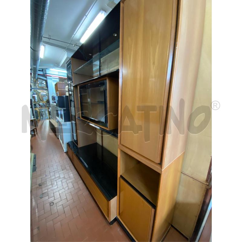 PARETE SOGGIORNO MARRONE NERA LACCATA CM.250X60X240 H | Mercatino dell'Usato Roma casalotti 1
