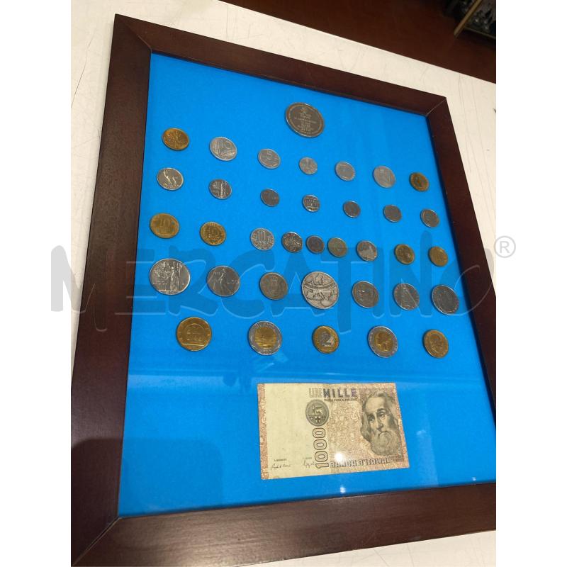 QUADRO CON MONETE E BANCONOTA LIRE MILLE | Mercatino dell'Usato Roma casalotti 1