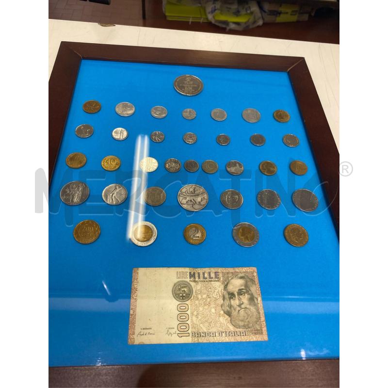 QUADRO CON MONETE E BANCONOTA LIRE MILLE | Mercatino dell'Usato Roma casalotti 5