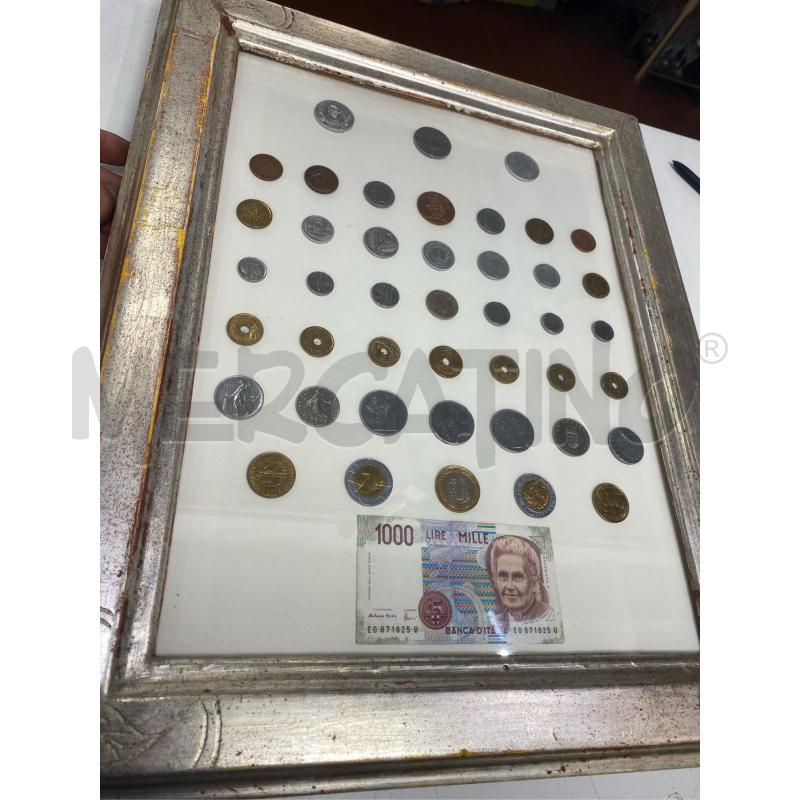 QUADRO CON MONETE E BANCONOTA MILLE LIRE | Mercatino dell'Usato Roma casalotti 1